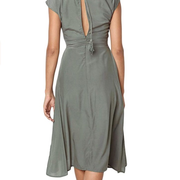 Womens Button Down V Neck Dress - Picture 3 of 3
